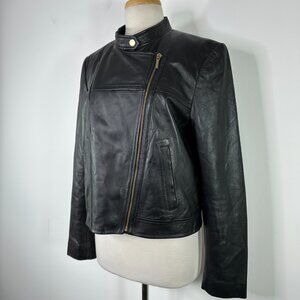 NWT Michael Kors Black Lamb Leather Moto Jacket Women's Size XL